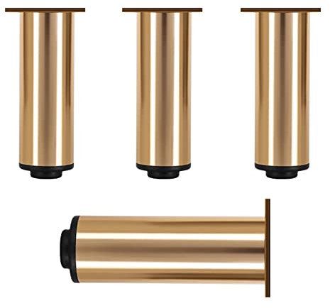 Möbelfüße aus Metall, 4 Stück, Aluminiumlegierung, für Schrank, Tisch, Bett, Schränke, Bücherregal, höhenverstellbar, Sofa, Couch, Küche, Regale, Füße, 35 cm, Kupfer mit Schrauben