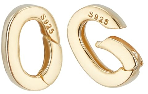 PH PandaHall 2pz Chiusura ad Anello a Molla in Argento Sterling 925 Placcati in Oro 18K, Chiusura a Molla Fermagli Ovale per La Creazione di Gioielli Portachiavi Borse Fai Da Te, 10x7mm