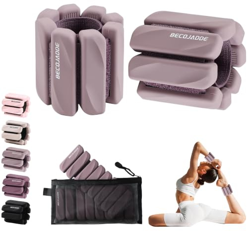 BECOJADDE Gewichtsmanschetten fuß 0.45 KG / 0.9 KG Je Gewichte für Beine und Arme Set 2 Ankle Weights Handgelenk Gewichte Knöchelgewichte Fussgewichte für Laufen Joggen Cardio Aerobic Krafttraining