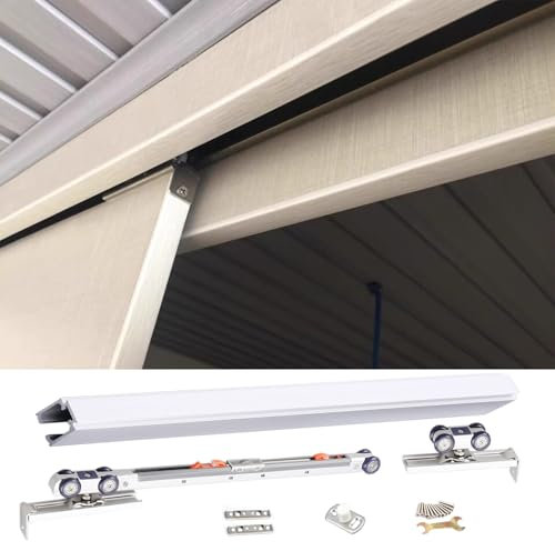 ERRULAN Binario per Porta Scorrevole Kit di binari per Porte scorrevoli per armadi, Set di binari per Porte scorrevoli a Scomparsa, Adatti per Porte in Legno di Spessore 2/5-2''(Silver,120in/304.8cm)