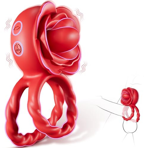 Vibrating Cock Ring Sex Toys - Penis Ring Sex Toyscouples for Couples with 10 Licking & 10 Vibrating Modes Flower Vibrator Ring Clitoral Stimulation Adult Sex Toys4couples Men & Women