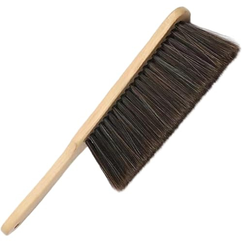 Hand Brush, Hand Broom, Brush with Ergonomic Wooden Handle, 14 Inch Soft Horsehair Multipurpose for Sofa and Lamp Shades