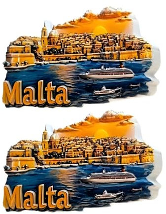 2 magneti da frigorifero Malta con logo della città, adesivi per frigorifero, souvenir turistico di Malta