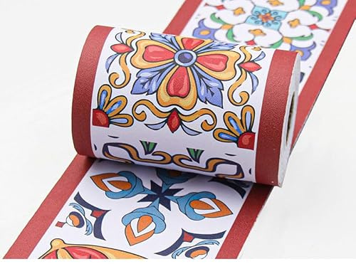 Dostear Tapetenbordüre Selbstklebende Bordüre Wand Wohnzimmer Tapeten Fliesenaufkleber Bad Dekoband Selbstklebend Rote Adern 10cm X 1000cm