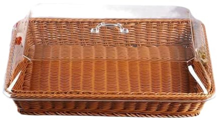 Sirxlevcy Basket with Lid,Basket with Lid for Food,Tabletop Food Serving Basket,Woven Picnic Basket,Bread Basket for Serving Brown
