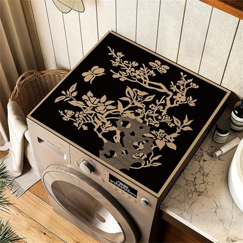 Highdi Housse de Protection pour Machine à Laver Top, Imprimé Kaki Coussin de Machine à Laver Antidérapant, Tapis de Protection pour Dessus Sèche-Linge Buanderie Séchage Rapide (Kaki,50x60cm)