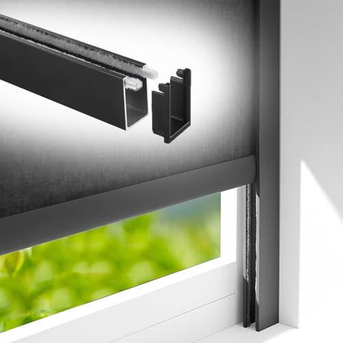 Jievmrs 2 Pcs Window Shades Side Rail for Blocking, U-Shaped Light Blocker Strips Sleepy Time Tracks, Nursery/Bathroom Privacy Protection Blocking Panels(Black 2pcs,38in/96.5cm)