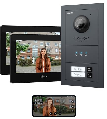 GOLIATH Basic Line Türklingel & Türsprechanlage mit Kamera für [MEHRFAMILIENHAUS] mit Smartphone App - Klingel mit Kamera & Monitor - Doorbell Camera - Video Sprech - & Gegensprechanlage mit Türöffner