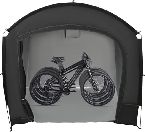 Cykeltält svart 220 x 150 x 185 cm – vattentätt, solskyddat, dammtätt, bärbart – garagetält vintersäkert för cykel, garage utomhus, stort tält för 1–4 cyklar