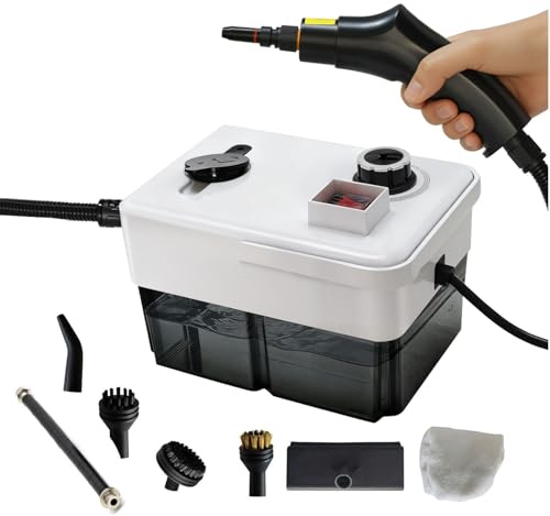 Vimohome Dampfreiniger Handgerät gegen Fett, Schmutz und Verunreinigungen Dampfdruck 3 bar Leistung 1950 W Wassertank 1600ML Dampfreiniger Polstermöbel ohne Chemikalien Steam Cleaner für Auto, Küche