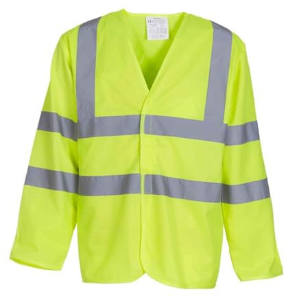 Hi-Vis Long Sleeve Jacket | High Visibility Safety Workwear with Reflective Tape | Waterproof, Windproof & Durable Work Jacket for Men & Women