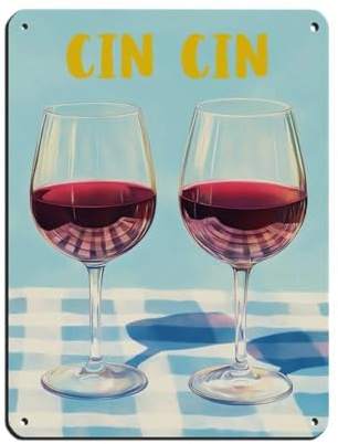 Cin Cin - Cartel de metal para decoración de pared, diseño abstracto, con texto en inglés Friend Cheers, vintage, metal, pub, club, cafetería, bar, hogar, decoración de pared, póster retro de 30 x