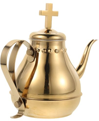 HIAKDOFT Christian Chalice Pot Wine Decanter Gold Tea Pot Gold Tea Kettle Hot Water Kettle Tasting Cups Golden