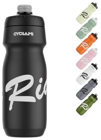 CYCLAMI Fahrrad Trinkflaschen 650ml, Leichtes, BPA-Frei, Auslaufsicher, Squeeze Radflasche für Radfahren Fitness Wandern Schwimmen (Black)