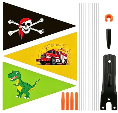 WDKXCN Fahrradwimpel Kinder, 3 Stück 185cm Verstellbare Fahrradfahne für Kinder mit 5 Fahnenmast, Bunt Sicherheitswimpel Kinderfahrrad Flagge, Wimpel für Fahrrad, Anhänger, Roller