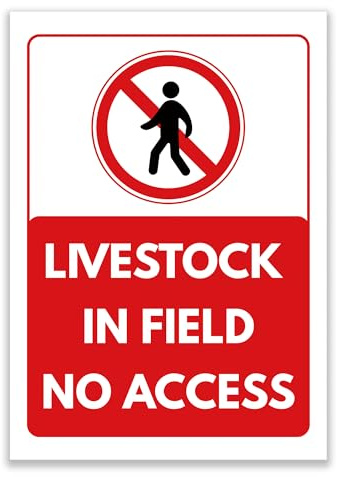 LP Lifestyle Livestock In Field No Access Sign No Entry Farm Safety Sign Durable Weatherproof Waterproof Rust-Free PVC Garden Field Warning Sign No.441 (A4 (210mm x 297mm) – No Holes)