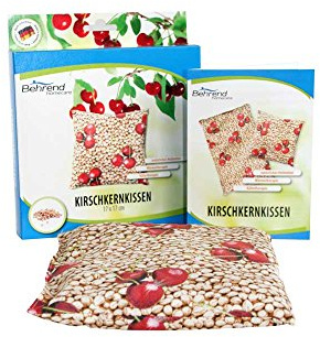 1 cojín de huesos de cereza Behrend con relleno de huesos de cereza, 17 cm x 17 cm.