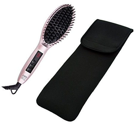Wommty Hitzebeständige Neopren Haarglätter Falltasche Reisetasche mit Klettverschluss Zwei Taschen Curling / Haarglätter / Hitzeschild Curling Iron / Haar-Trockner / Haar-Strecker (Schwarz)