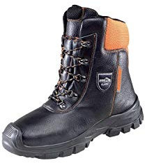 Lupriflex 1 Paar Eco-Hunter Basic durchtrittsicherer Sicherheitsstiefel mit Schutz Gegen Kettensägenschnitte, S1, Schuhweite 12 Orange/Schwarz Größe 49