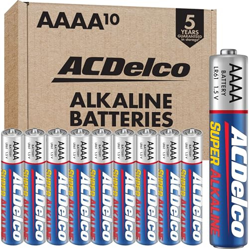 ACDelco 10-Count AAAA Batteries, Maximum Power Super Alkaline Battery, Use for Glucose Meters and Blood Monitors, 5-Year Shelf Life