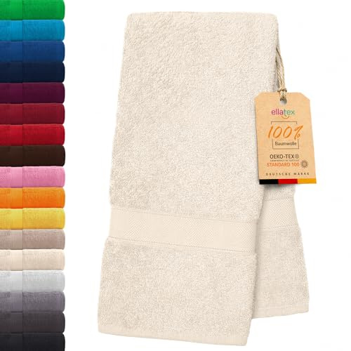 EllaTex Paris Saunatuch XXL 100x200 cm – 100% Baumwolle, 500 g/m² Frottier, extra groß & flauschig, Farbe: Creme