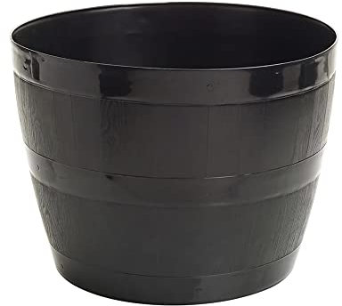 Straame Plant Pot Tub, Gardening Flower Pots - Indoor Or Outdoor Planter - For Multi-Purpose - Makes Your Living Space Bloom (Black Barrel Plantar Small- 34 x 34 x 27 cm)