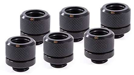 Alphacool Eiszapfen 14mm HardTube Anschraubtülle G1/4 - Deep Black Sixpack Anschluss Wasserkühlung - 22.2mm, Wasserkühlungsanschluss - Kompatibel zu Desktop, Server