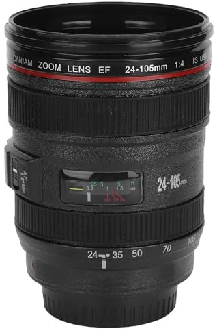Camera Lens Mug with Lid，Multi Purpose Portable Travel Coffee Mug Simulation Camera Lens Creative Friend Gift Water Cup with Lid Black 400ml