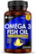 Omega 3 2000mg Capsules - High Dose Fish Oil - Enriched with Vitamin E - Two A Day Pure Fish Oil Gel Capsules - Helps Maintain Healthy Eyes, Brain Function, & Skin - GMO-Free, GMP, & UK Made