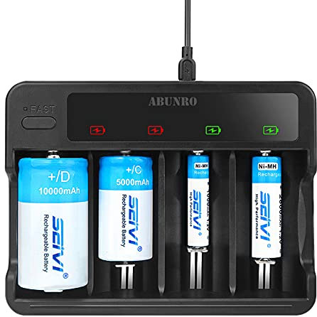 Universal Battery Charger for NiMH NiCD C D AA AAA Rechargeable Batteries with LED Indicator and Overcharge Prevention Function