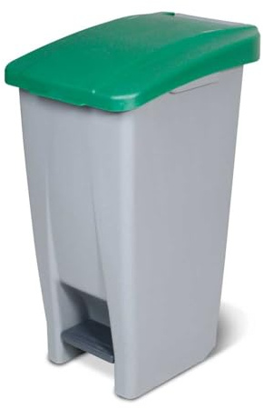 BRB Tretabfalleimer mit Rollen, Inhalt 60 Liter, HxBxT 700x380x490 mm, Korpus grau, Deckel grün