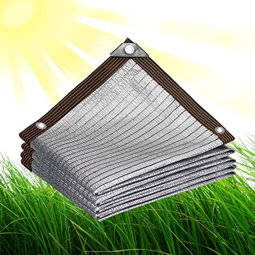 6x8m Panno Ombreggiante per Esterni, Foglio di Alluminio Rete Telo Ombra a Rete Traspirante Vela Parasole Vela da Giardino Oscurante Traspirante per Stagno/Magazzino/Tetto/Balcone/Cortile