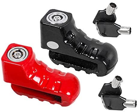 2 Kit Lucchetto Bloccadisco Antifurto per Moto Scooter Bici,Solo Lucchetto Meccanico Senza Allarme Sonoro,Colori Assortiti (Ferro e ghisa)