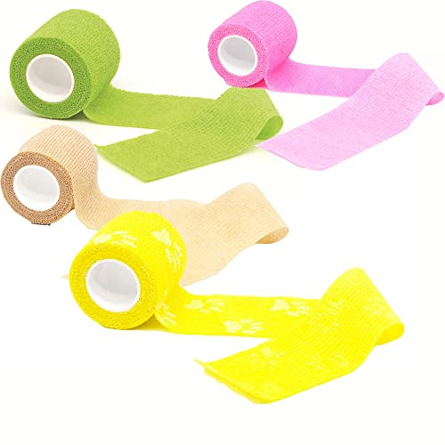 LTLCLZ 4Rollen Medizinischer Selbstklebender Elastischer Verband 4M Buntes Sport Wickelband Für Fingergelenk Knie Erste Hilfe Set Haustier Klebeband,Set a