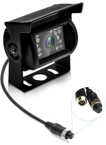 Hikity 2025 Neu Rückfahrkamera 4 Pin Aviation Stecker 18 IR Nachtsicht IP67 wasserdichte Auto Kamera für Universal Autos, SUV, LKW, Van, Wohnwagen Zubehör