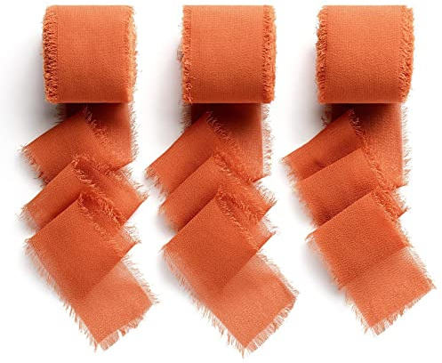 AOKSUNOVA Chiffonband Geschenkband Schleifenband Hochzeit Terracotta | Chiffonband als Geschenkband und Schleifenband für Hochzeit, Elegantes Dekoband für Geschenkverpackung und Dekoration