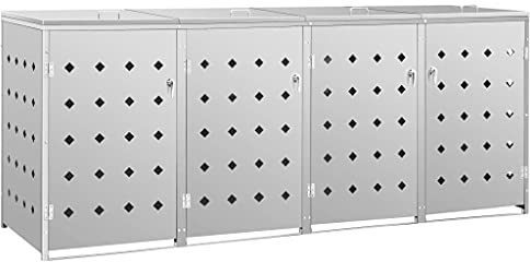 Hommdiy Mülltonnenbox 1/2/3/4er Rostfrei Abschließbar Müllbox Mülltonne Mülltonnenverkleidung Gartenbox Müllcontainer Edelstahl 201