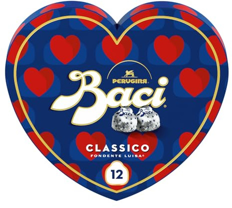 BACI PERUGINA Classico Cioccolatini Fondenti ripieni al Gianduia, Scatola Maxi Cuore San Valentino 150g