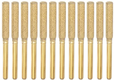 sourcing map 2Packs (12pcs) Diamond Coated Chainsaw Sharpener Bits 5/32 4mm Cylinder Head, Titanium Plated Electric Chain Saw Grinder