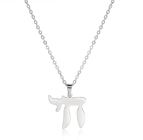 EUEAVAN Collar Chai Judío Colgante Letra Hebrea Clásico Chai Judío Gargantilla Encanto Personalizado Nombre Judío Religioso Joyería Mujeres Día de San Valentín Novia