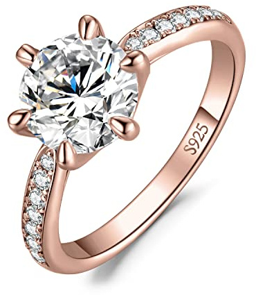 JewelryPalace Klassisch 1ct 1.5ct 2ct 3ct Rundschliff Zirkonia Solitär Promise Ring Damen, Verlobungsring Damenring Silber 925 mit Stein Frauen, Simulierte Diamant Jubiläum Eheringe Silberringe