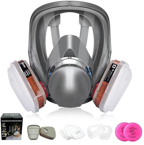 Maschera Respiratore Integrale con Filtri, 13 in1 6800 Respiratore Riutilizzabile Vernice Spray Maschera Antipolvere, Ideale per Verniciatura Spray, Spruzzo Auto, Polvere, Lucidatura, Saldatura
