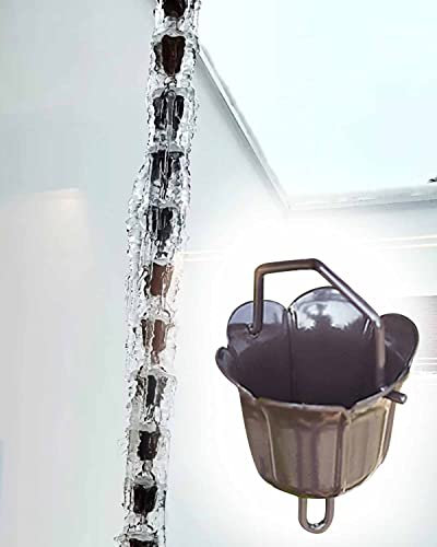 ZIMGOD Regenkette Regenrinne Ketten Gießen Tassen, Längenverstellbare Regenketten Wasserfall, Hausdach Rinne, Regenwassersammler Regenkette Fallrohr (Size : 3m/10ft)