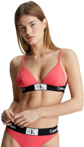 Calvin Klein Top de Bikini Triangular para Mujer Fixed Triangle-Rp sin Aros, Rosa (Calypso Coral), XL