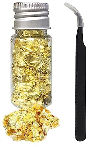 PLABBDPL Foglia Oro Fiocchi Multifunzionale Foglio Decorativo Carta Carta Foglio d'oro Decorazione Cucina Mousse Torta Cottura Pasticceria Artigianato Decorazione con Un Pezzo di pinzetta