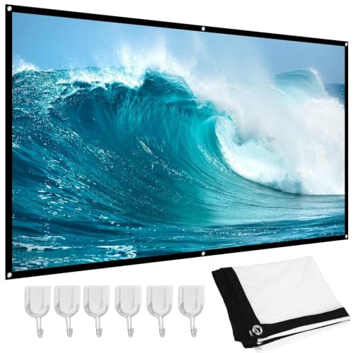 Projektionsduk, 60-100 Tum 16:9 HD-projektorduk 3D-Film Bärbara Dukgardiner, Dubbelsidig Tvättbar Utomhusprojektorduk för Hemmabio, (84 tum)