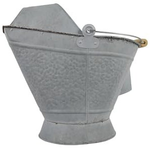 Pellethead Coal Hod - Perfecto para chimeneas y estufas de pellets, con atractivo decorativo fácil llenado de tolva (galvanizado envejecido)