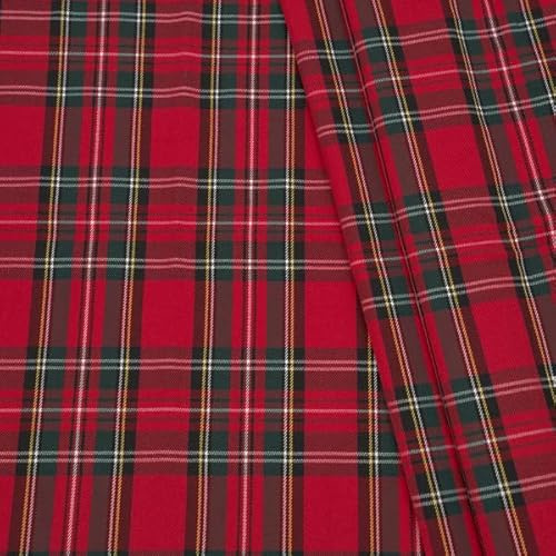 STOFFKONTOR Modestoff Dekostoff Schottenkaro Stoff - Meterware, Farbe Rot-Grün - zum Nähen von Jacken, Hosen, Röcken, Deko UVM.