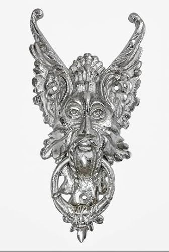 Gothic Face Front Door Knocker Cast Iron Chrome Plated