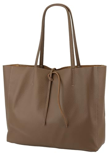 SH Leder ® Damen Echt Rindleder Shopper in Querformat mit Innentasche in vielen Farben Schultertasche Henkeltasche 30x37cm Maja G514